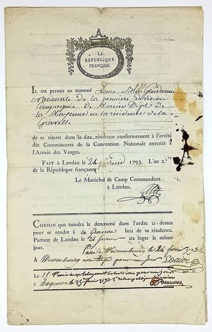 GENDARMERIE. Pièce signée Joseph GILOT, Le Marécha