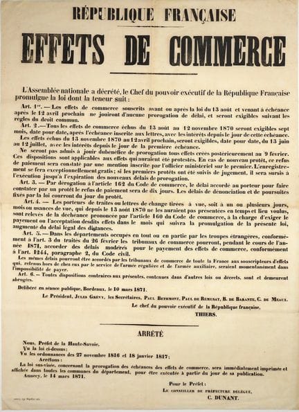 HAUTE-SAVOIE. GOUVERNEMENT DE BORDEAUX du 10 Mars 