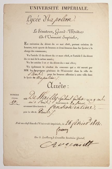 LYCÉE NAPOLÉON. Lettre signée Louis de FONTANES (1
