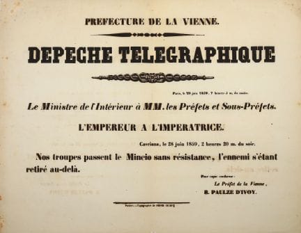NAPOLÉON III. CAMPAGNE D'ITALIE. DÉPÈCHE TÉLÉGRAPH
