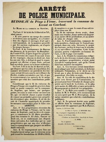 伊萨尔第七届1842.从Péage到VIENNE的小溪，穿过从Levant到Couchant的公社。