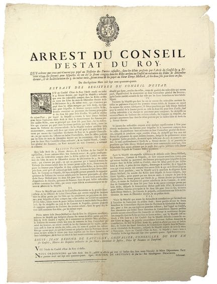 DAUPHINÉ. 1744. “Arrest du Conseil d’Estat du Roy,