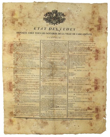 AUDE. CARCASSONNE. 1769. “LIST OF DEEDS filed with