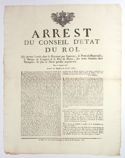SOIES known as NAQUIN. "Arrêt du Conseil d'État du