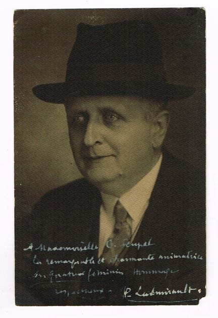 保罗·拉德米罗（1877-1944，作曲家兼布列塔尼自治运动活动家） / 附有亲笔签名赠词的原始照片