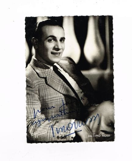 蒂诺·罗西（1907-1983，歌手兼演员） / 附有他亲笔签名和题词的明信片照片