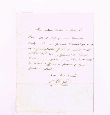 泰奥菲尔·吉德（1822-1890，画家，德拉罗什和科尼耶的弟子）／亲笔签名信，1页，in-12开本