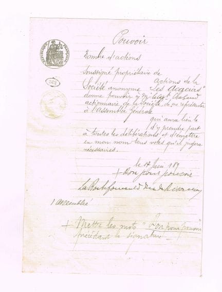 索斯泰恩·德·拉罗什富科，比萨恰公爵（1825-1908，外交官兼政治家） / 由其亲笔签署的授权书