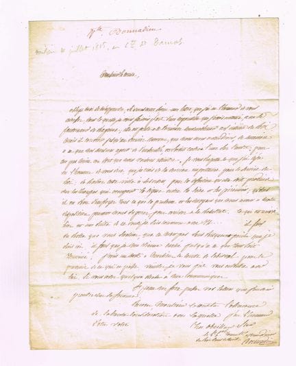 加布里埃尔·多纳迪厄（1777-1849，帝国将军） / 亲笔签名信，1页，小四开本，1815年7月