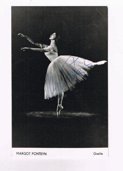 舞蹈——玛戈特·芳婷（1919-1991，英国芭蕾舞演员）／一张由她亲笔签名的原版照片，拍摄于她出演