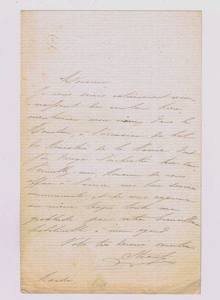 伊萨克·施特劳斯（1806-1888，作曲家、指挥家和小提琴家，曾任拿破仑三世的舞会总监） / 亲笔