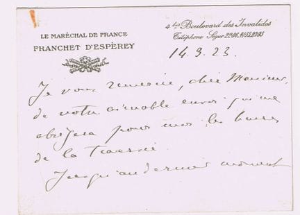 Maréchal FRANCHET D'ESPEREY (Louis, 1856-1942, Mar