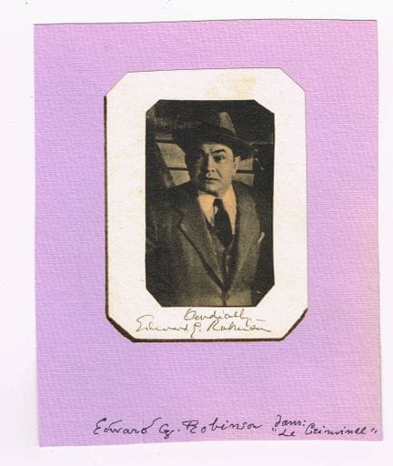 爱德华·G·罗宾逊（1893-1973，美国演员） / 杂志照片，边缘有签名，并裱在硬纸板上（总尺寸