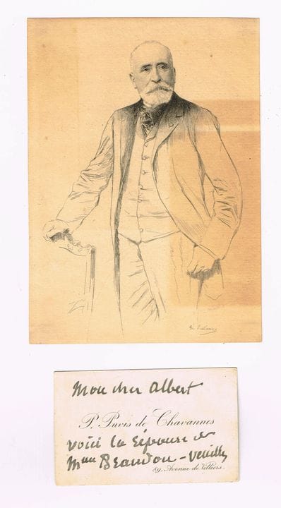皮埃尔·普维斯·德·沙凡纳（1824-1898，象征主义画家） / 印有其姓名的名片，附有亲笔签名的