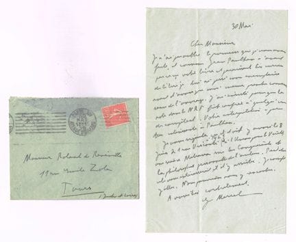 Gabriel MARCEL (1889-1973, philosophe) / Lettre au