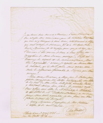 Elise VOÏART (1786-1866, femme de lettre) / Lettre