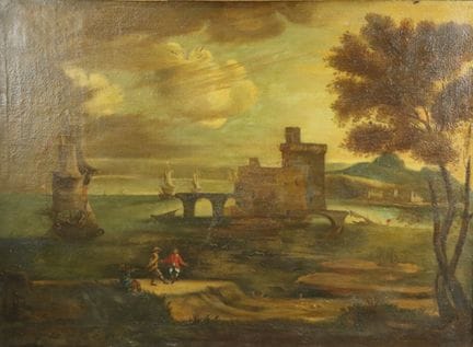 18 世纪意大利画派
"动画风景与舞者"，布面油画
尺寸 84 x 112 厘米
修复