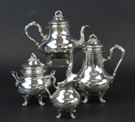 Plain silver tea and coffee set including a teapot