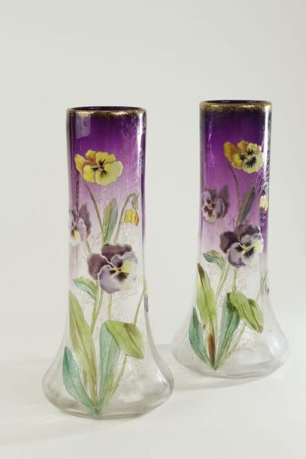 Art Nouveau
Par de jarrones tubulares de cristal t