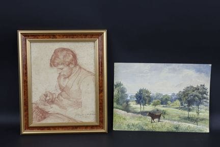 Lot consisting of:
- A lithographed portrait, insc