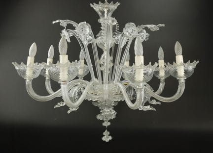 MURANO, 20th century
Large clear glass chandelier 
