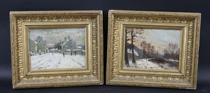让·凯莱扬-拉丰（1886-1973）
《雪景》，两幅油画（画于硬纸板上），左下角有签名
尺寸：18