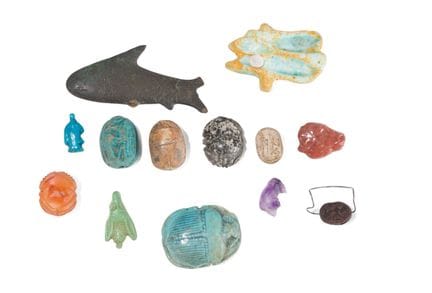 SET OF 13 AMULETS
(bull’s head, fish, baboon) and 