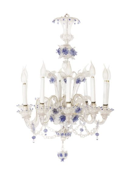 POLYCHROME GLASS CHANDELIER
with multiple light ar