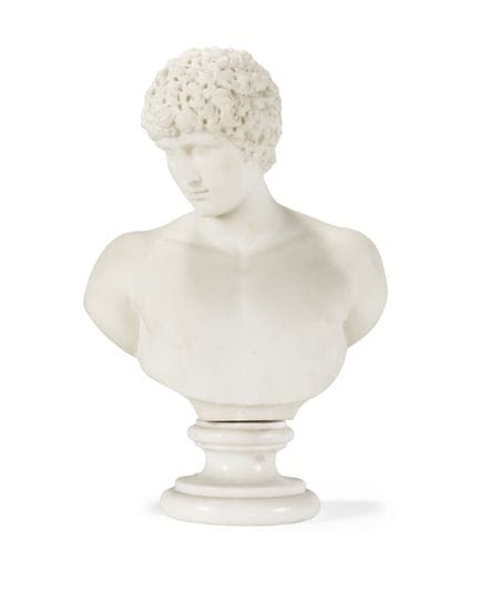 BUSTINO IN MARMO BIANCO
raffigurante Antinoo, appo