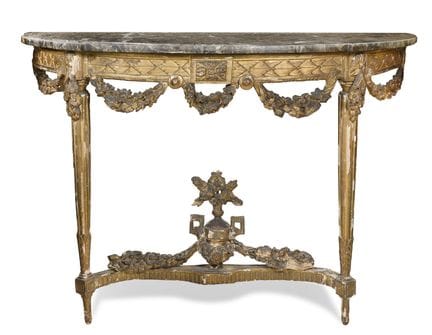 CONSOLE IN LEGNO DORATO
con decorazioni a ghirland