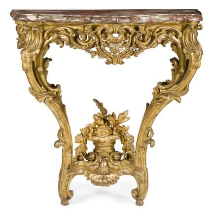 GILDED WOODEN CONSOLE TABLE
with openwork foliage 