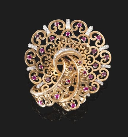 Boucheron Paris 1948, Clip-Brosche aus 750er Gelbg