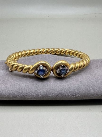 Bracciale a giro intrecciato in oro giallo 750, co