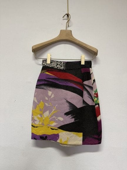 GIANNI VERSACE 多色棉质裙，饰有金色线
标签标注尺码42，实际尺码34（腰围：58厘米
