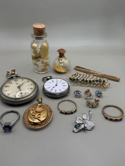 Kleine Partie Modeschmuck, Taschenuhren aus Silber