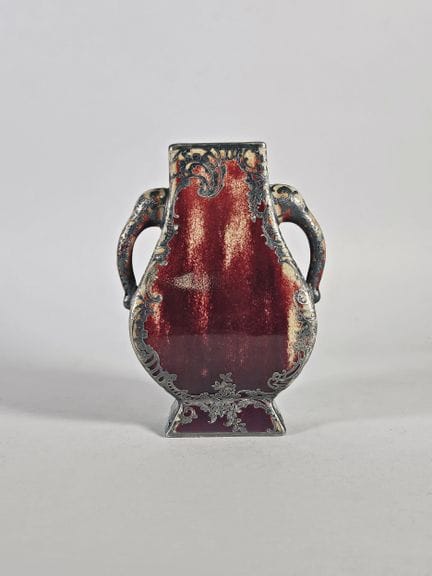 Vase in Hu-Form aus geflammtem Steinzeug Ochsenblu