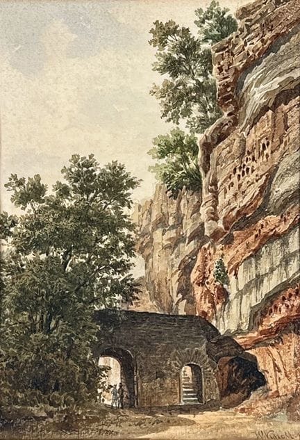 瓦尔德马·诺尔（Waldemar KNOLL，1829-1909）。
悬崖上的小桥，1890年。
水