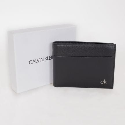 CALVIN KLEIN. Unisex-Geldbörse aus schwarzem Leder