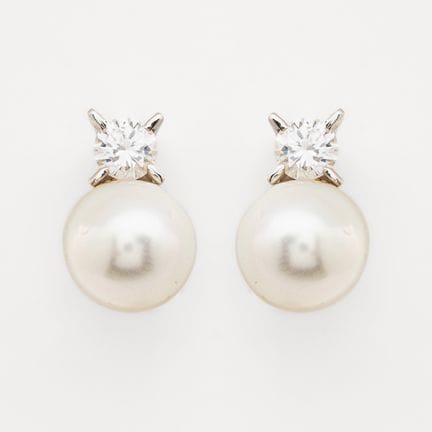 Pendientes tu y yo en oro blanco con diamante tall