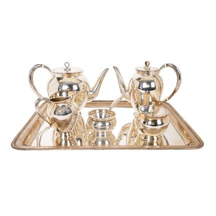 Sechsteiliges Kaffeeservice aus spanischem Silber 