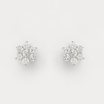 White gold rosette earrings with brilliant-cut dia