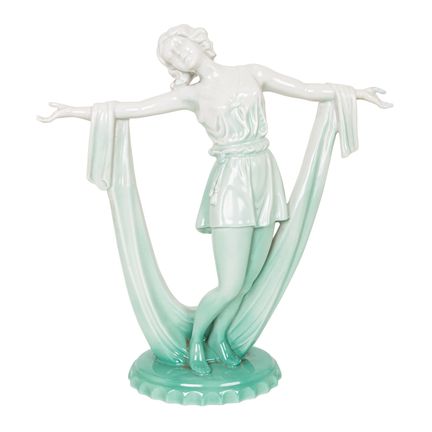 Tänzerin. Art-Déco-Figur aus glasiertem europäisch