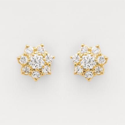 Gold rosette earrings with brilliant-cut diamonds 