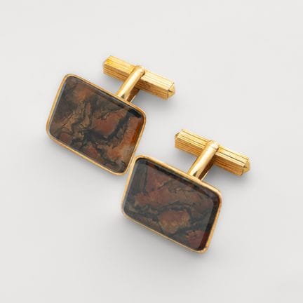 Rectangular cufflinks in matte and polished gold w