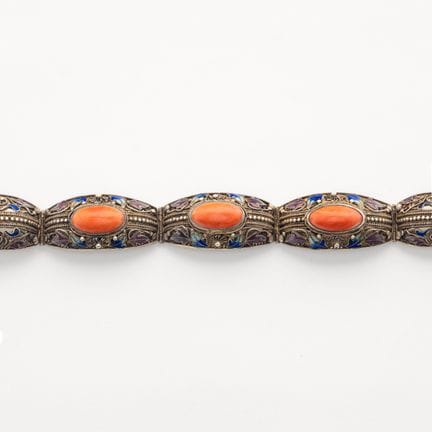 Pulsera articulada de filigrana en plata vermeil, 