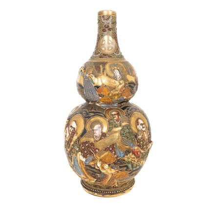 Vase aus glasiertem japanischem Satsuma-Porzellan 