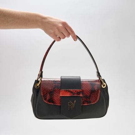 ROBERTO VERINO. Tasche aus schwarzem Leder und Kun