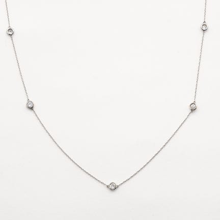 White gold forged chain necklace with alternating 