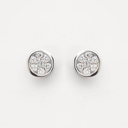 Pendientes rosetón en oro blanco con diamantes tal