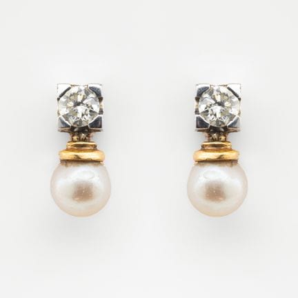 Pendientes en oro bicolor con diamante talla brill